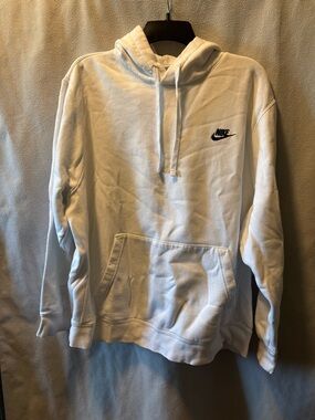 Nike White Pullover Hoodie with Black Swoosh